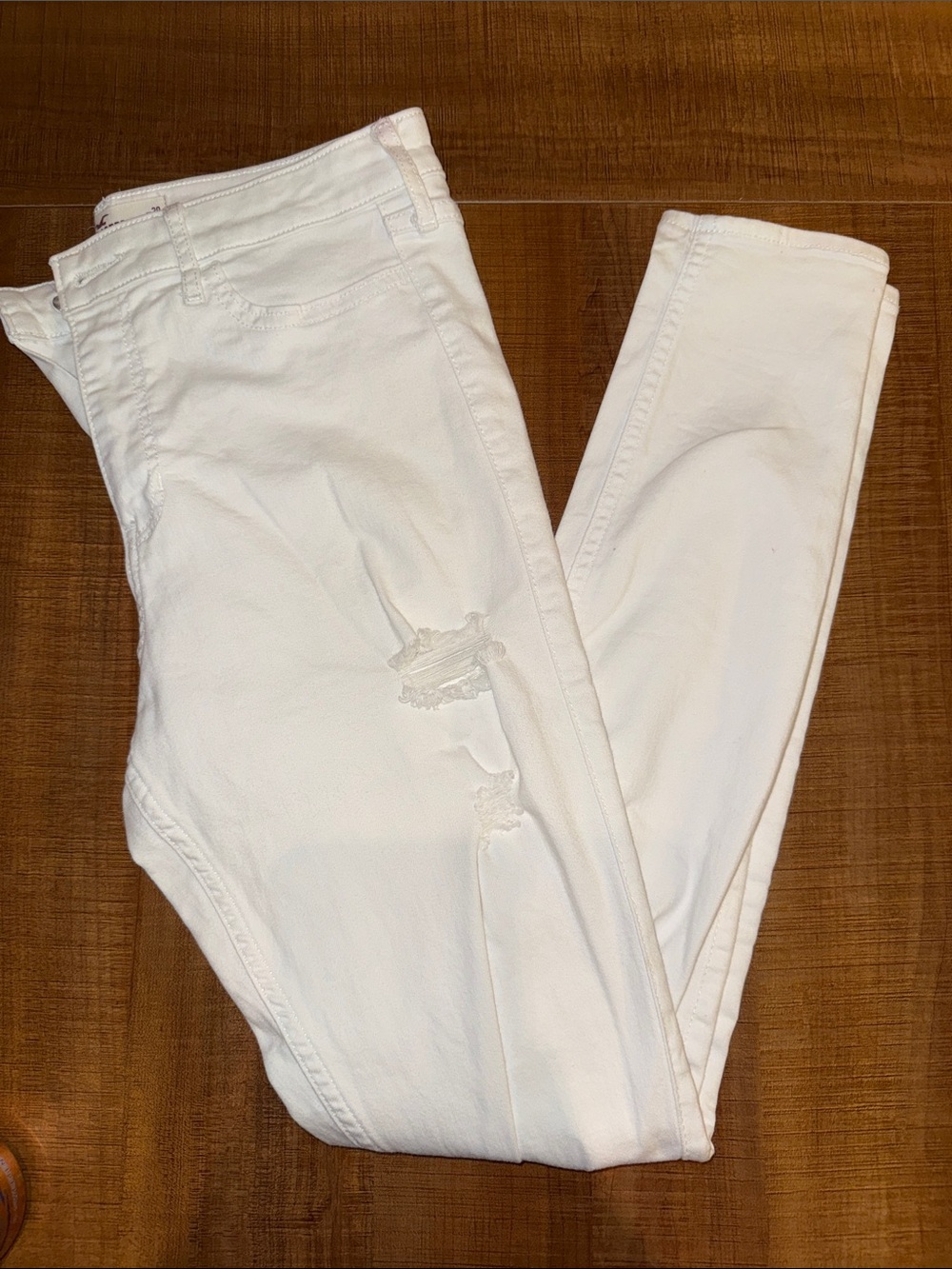 Hollister High Rise Super Skinny White Ripped Jeans